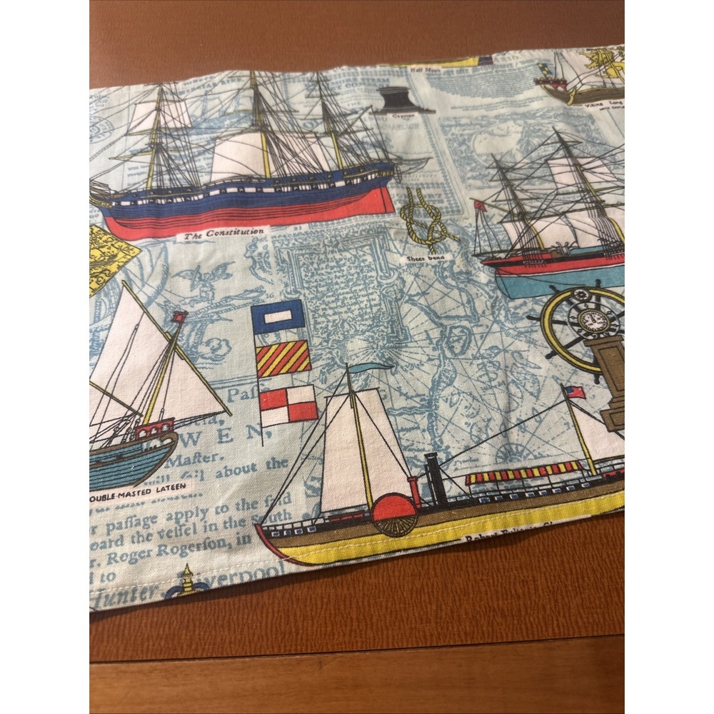 Vintage Fabric Ships‎ 43" By 14" Canvas  The Constitution, The Tea Clipper